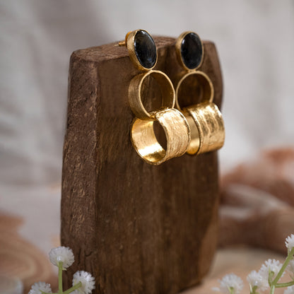 Labradorite Gold Loop Earrings