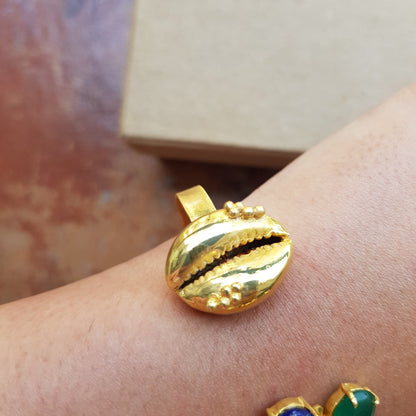 Gold Cowrie Cuff Bracelet