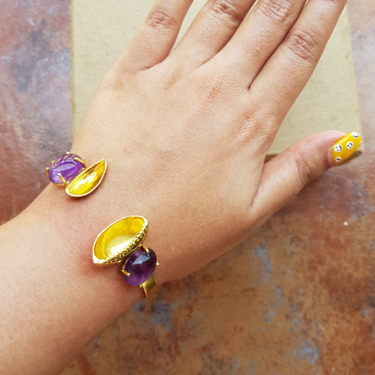 Amethyst Cowrie Cuff Bracelet