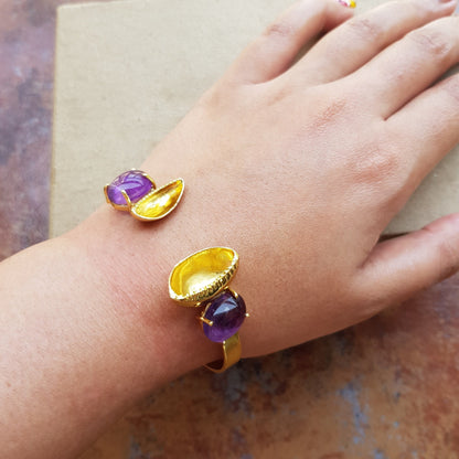 Amethyst Cowrie Cuff Bracelet