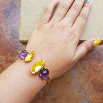 Amethyst Cowrie Cuff Bracelet