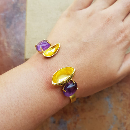 Amethyst Cowrie Cuff Bracelet