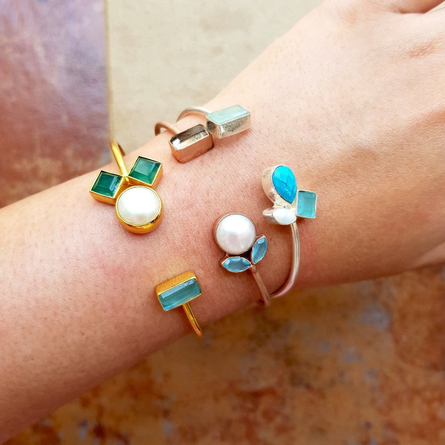 Dainty Gemstone Stack Bracelet