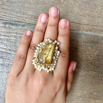 Chunky Citrine Turquoise Ring