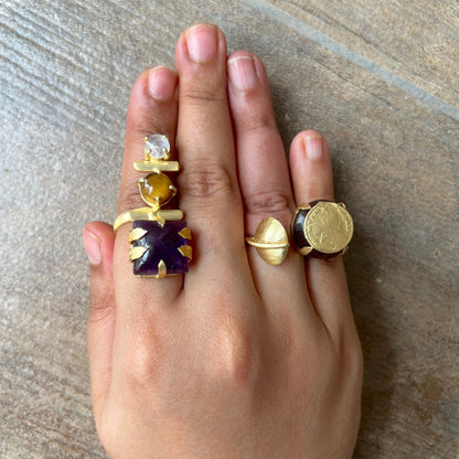 Purple Gold Chunky Cocktail Ring