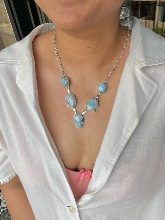 The Enache 1 Blue Agate Gemstone Necklace TheEnache