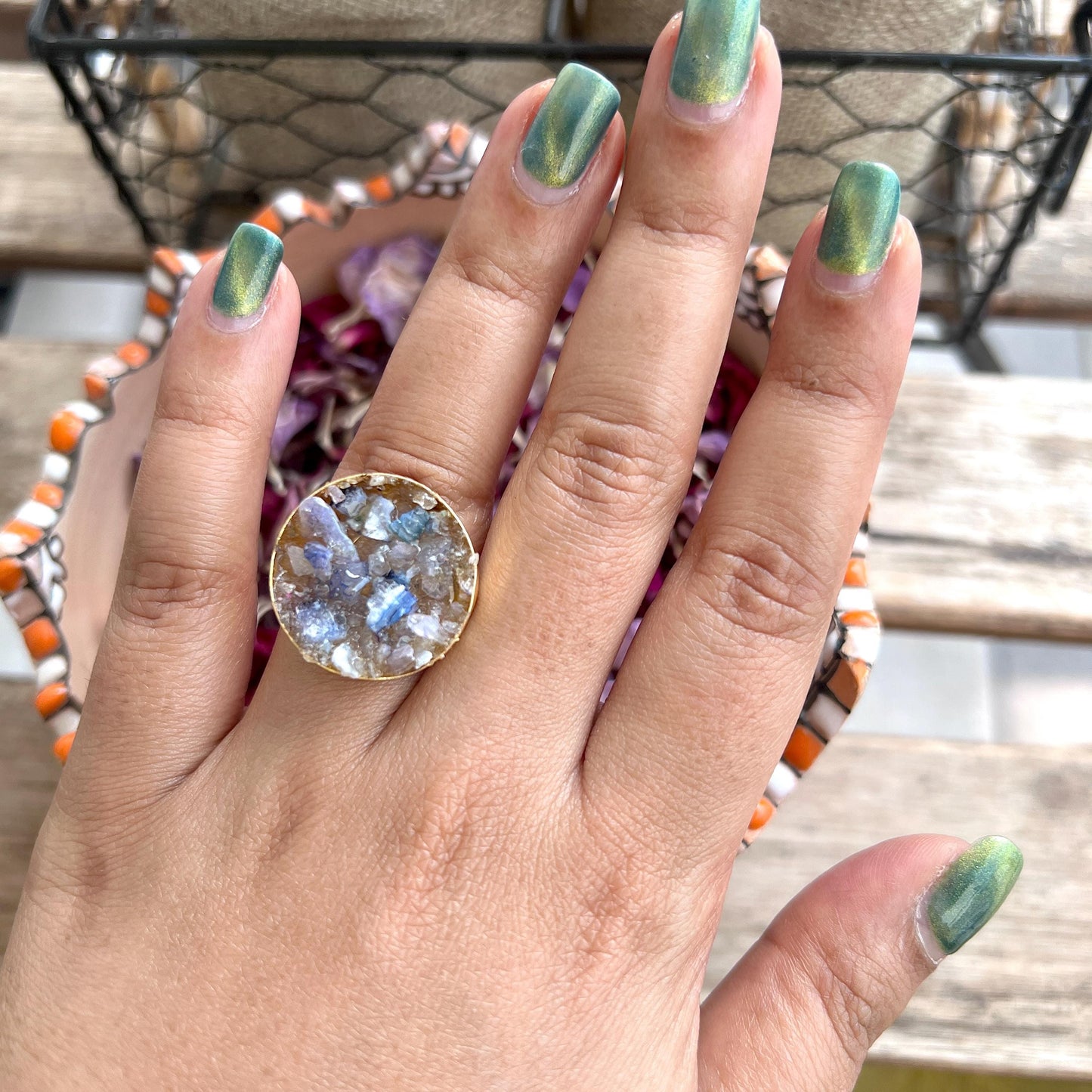 The Enache 1. Blue Geode Druzy Statement Cocktail Ring TheEnache