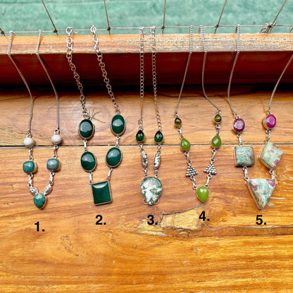 The Enache 1. Green Gemstone Bib Necklace TheEnache