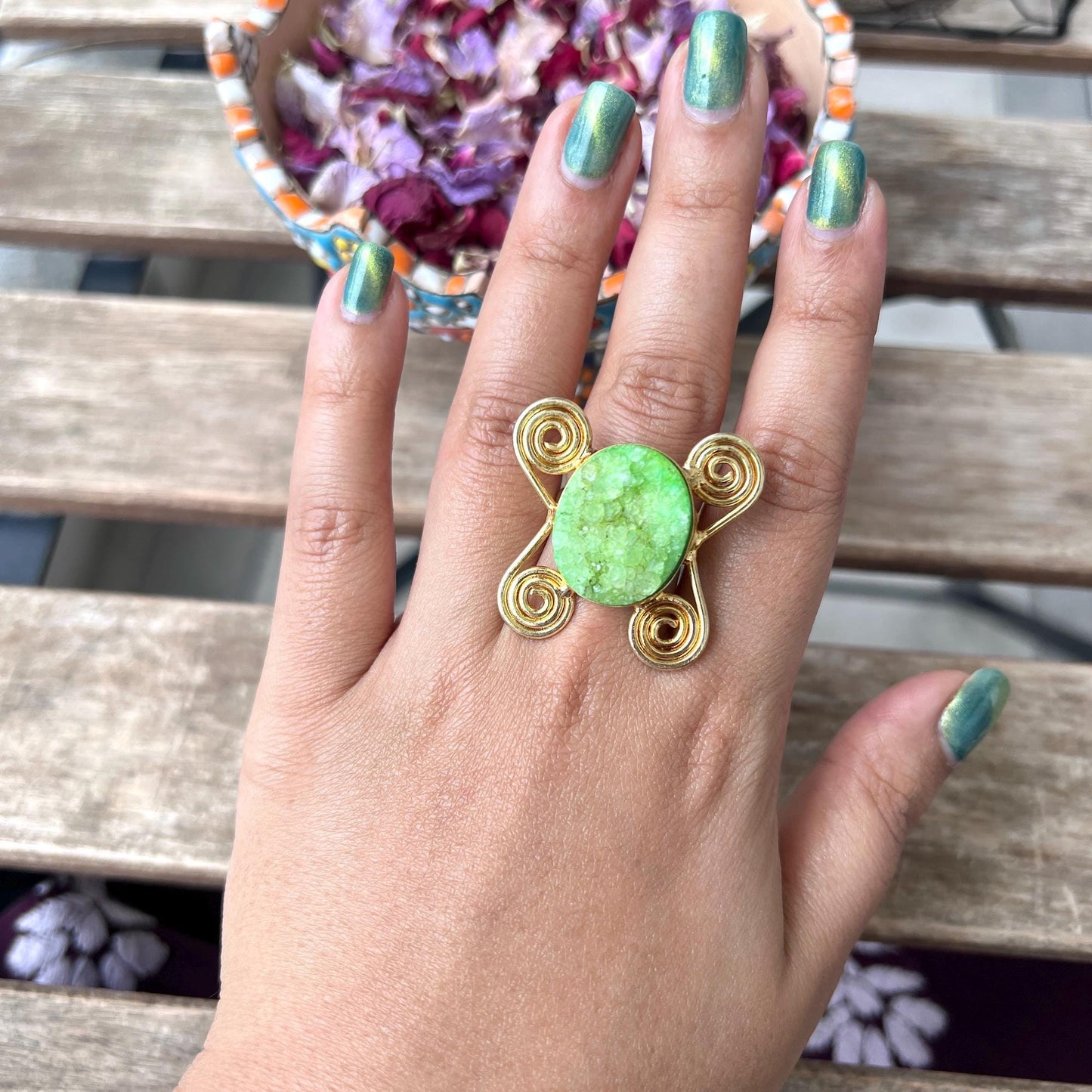 The Enache 1. Green Geode Druzy Ring TheEnache