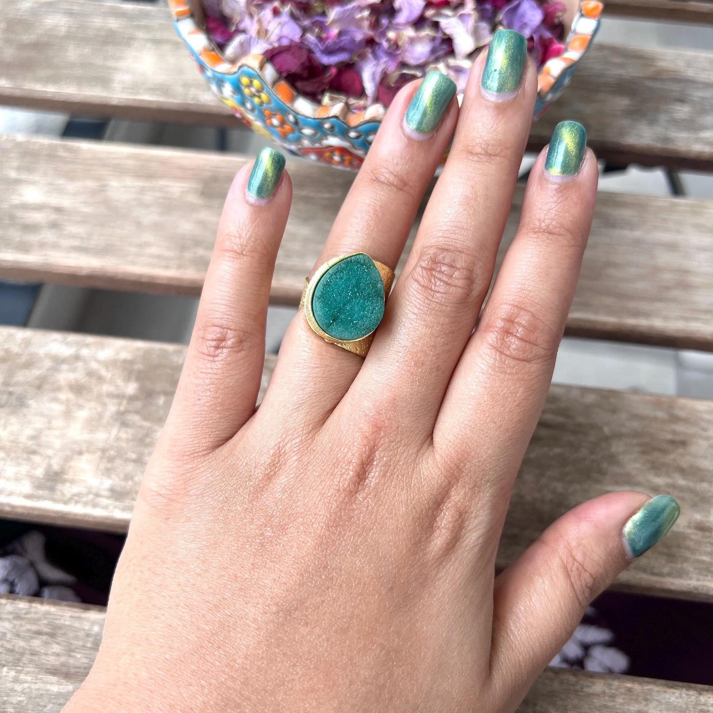 The Enache 2. Green Geode Druzy Ring TheEnache