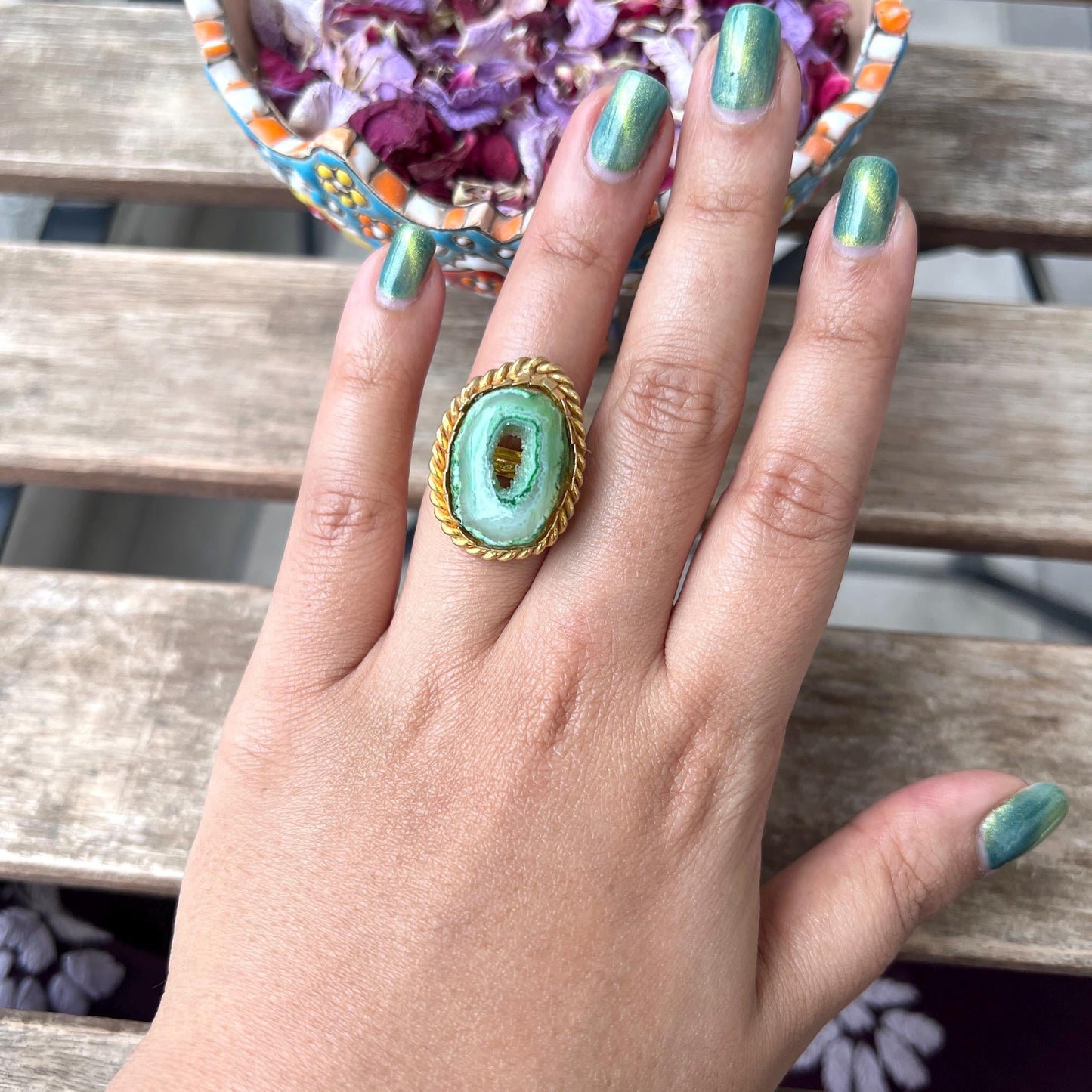 The Enache 4. Green Geode Druzy Ring TheEnache