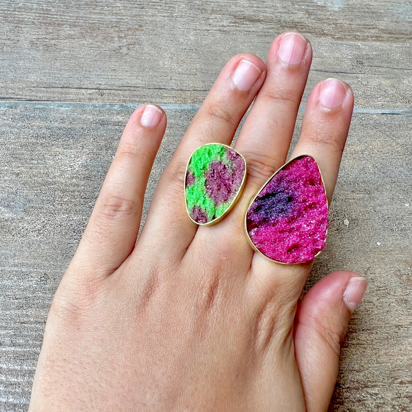 The Enache 4. Spotted Druzy Double Finger Ring TheEnache