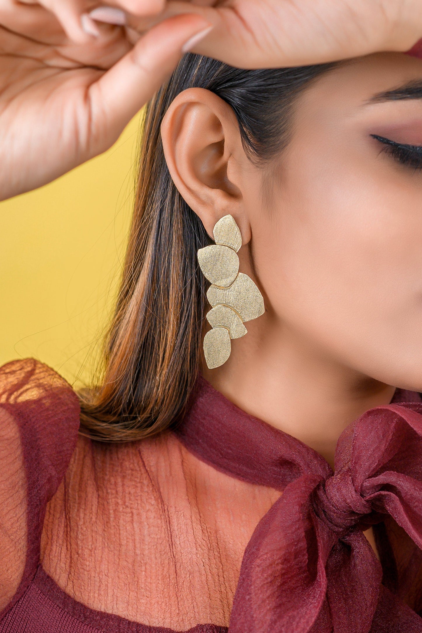 The Enache Abstract Gold Metal Earrings TheEnache