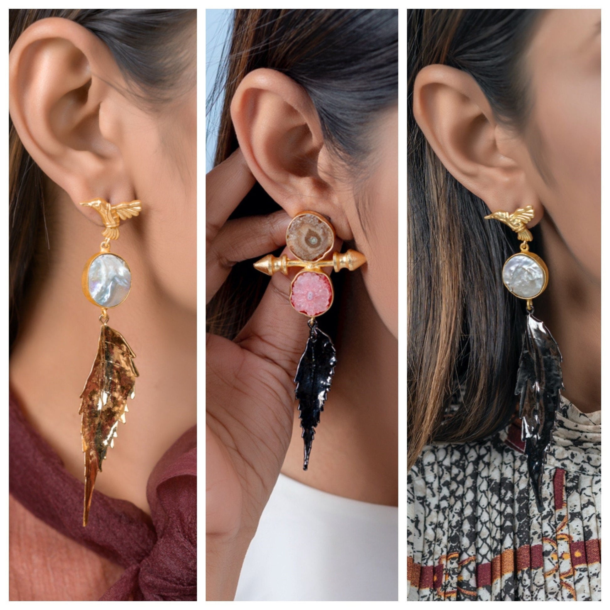 The Enache Bird Leaf Dangle Earrings TheEnache