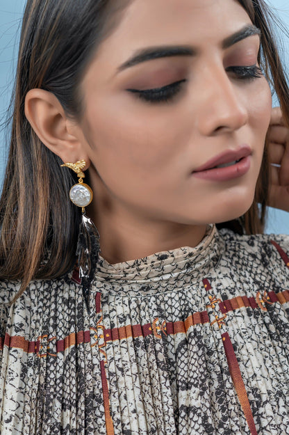 The Enache Bird Leaf Dangle Earrings TheEnache