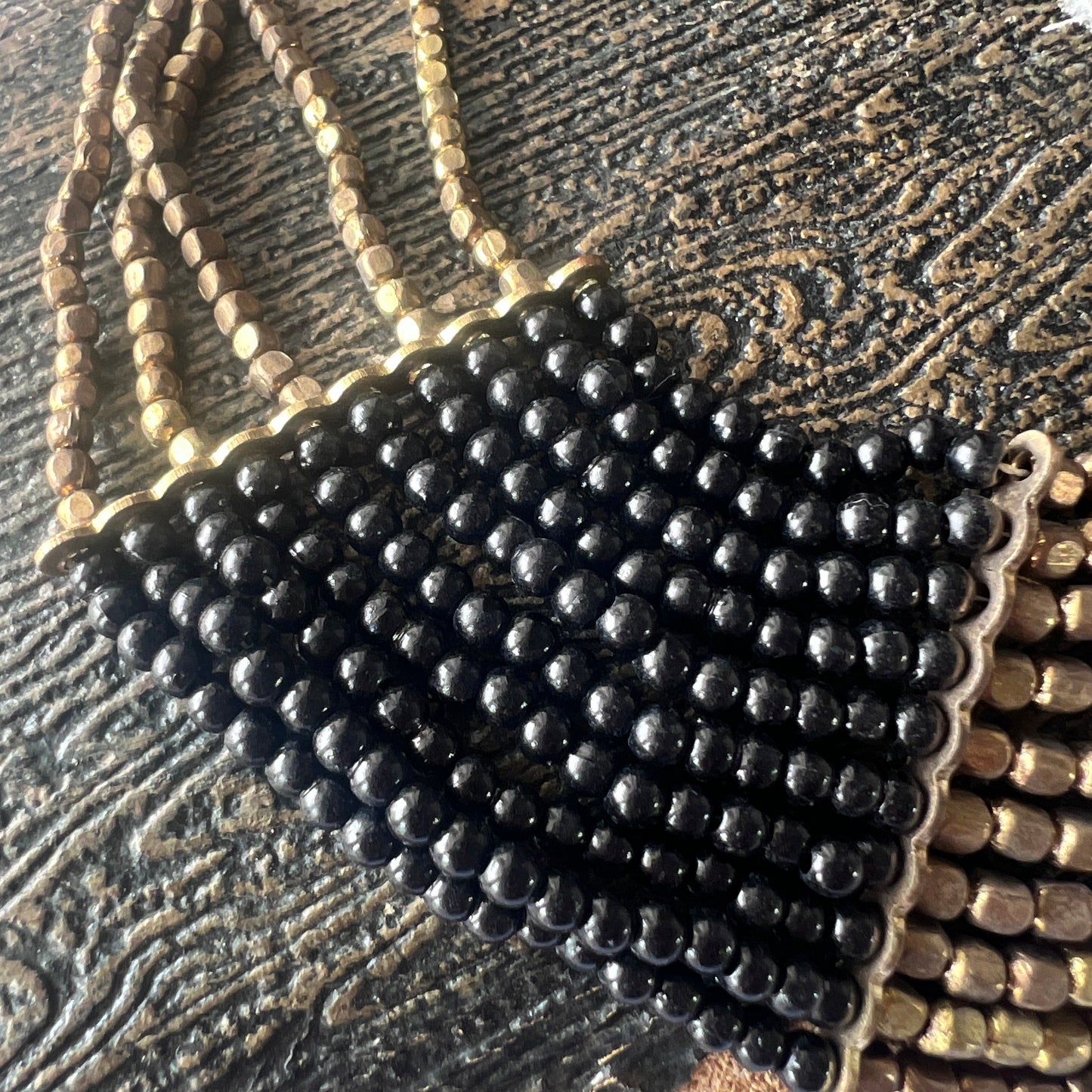 The Enache Black & Gold Bib Statement Beaded Necklaces TheEnache