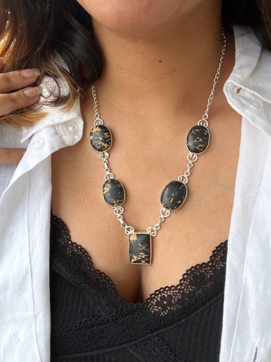 The Enache Black Lace Agate Necklace TheEnache