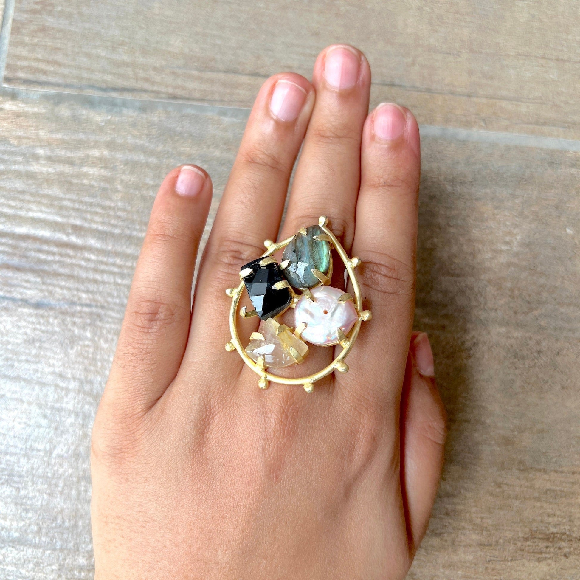 The Enache Black Multi Stone Ring TheEnache
