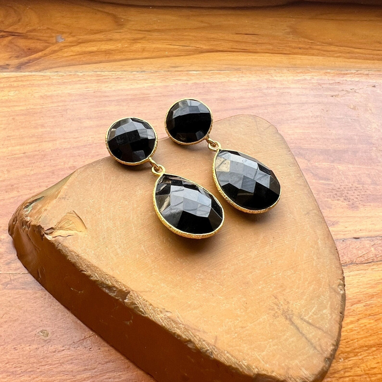 The Enache Black Onyx Smoky Quartz Onyx Earrings TheEnache