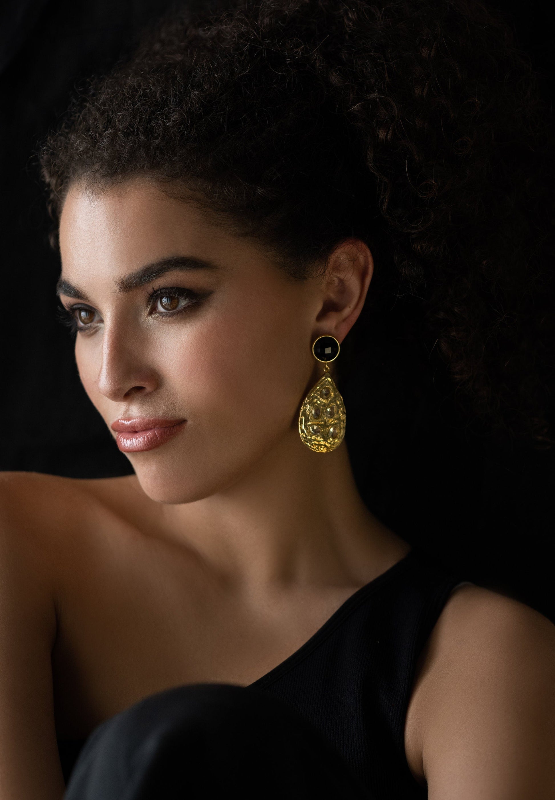 The Enache Black Teardrop Dangle Earrings TheEnache