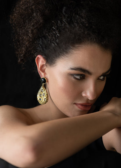 The Enache Black Teardrop Dangle Earrings TheEnache