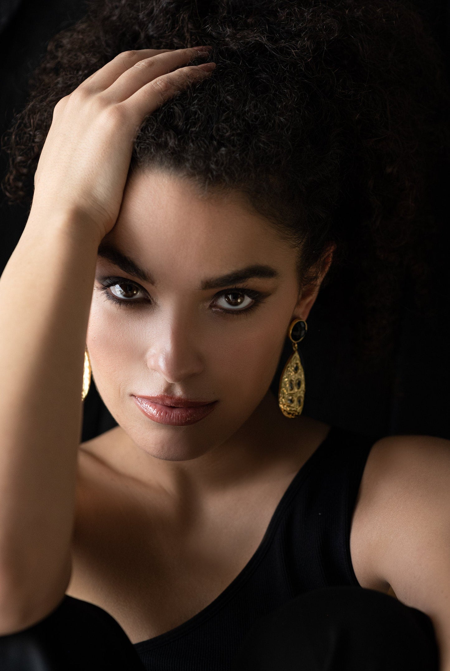 The Enache Black Teardrop Dangle Earrings TheEnache