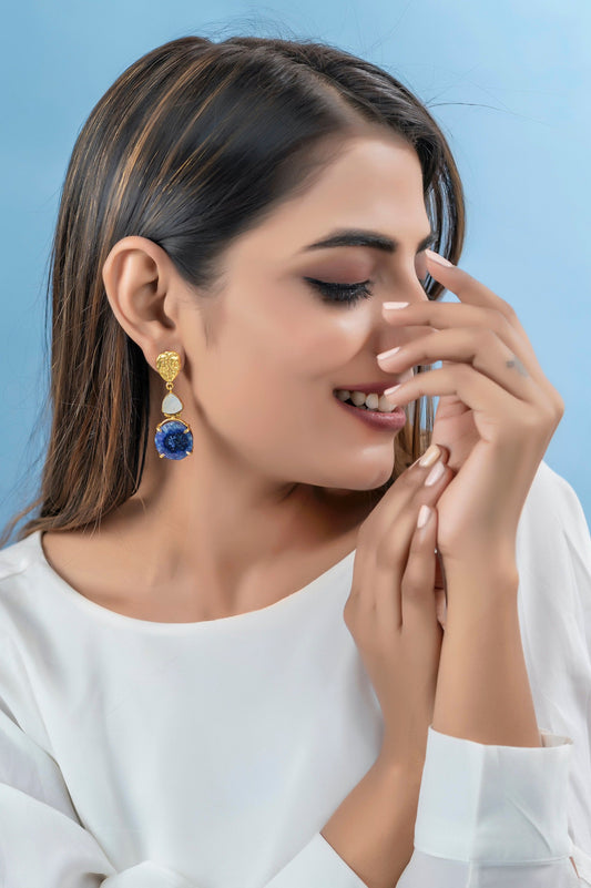 The Enache Blue Agate Boho Earrings TheEnache