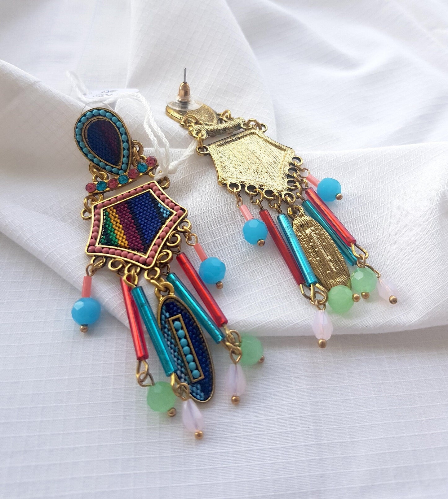 The Enache Blue Beaded Dangle Earrings TheEnache