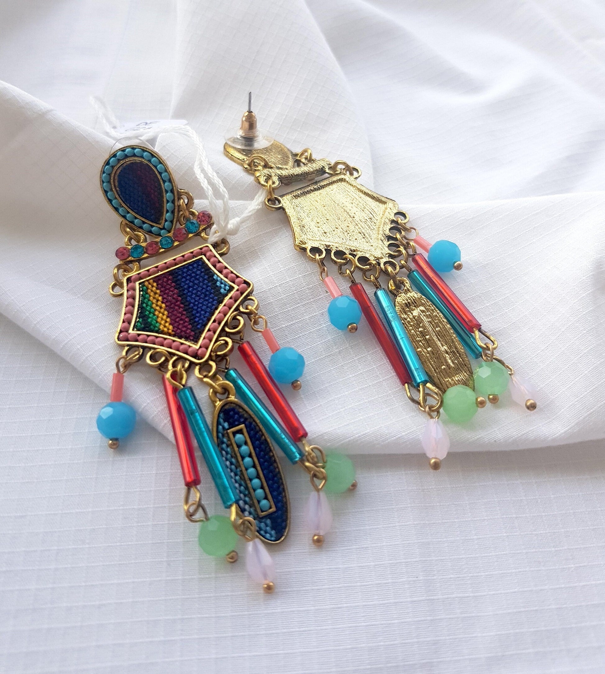 The Enache Blue Beaded Dangle Earrings TheEnache