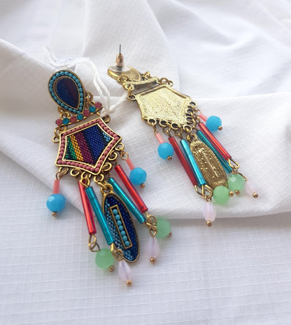 The Enache Blue Beaded Dangle Earrings TheEnache