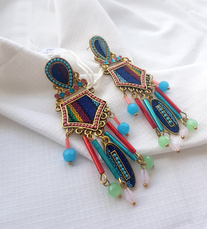 The Enache Blue Beaded Dangle Earrings TheEnache