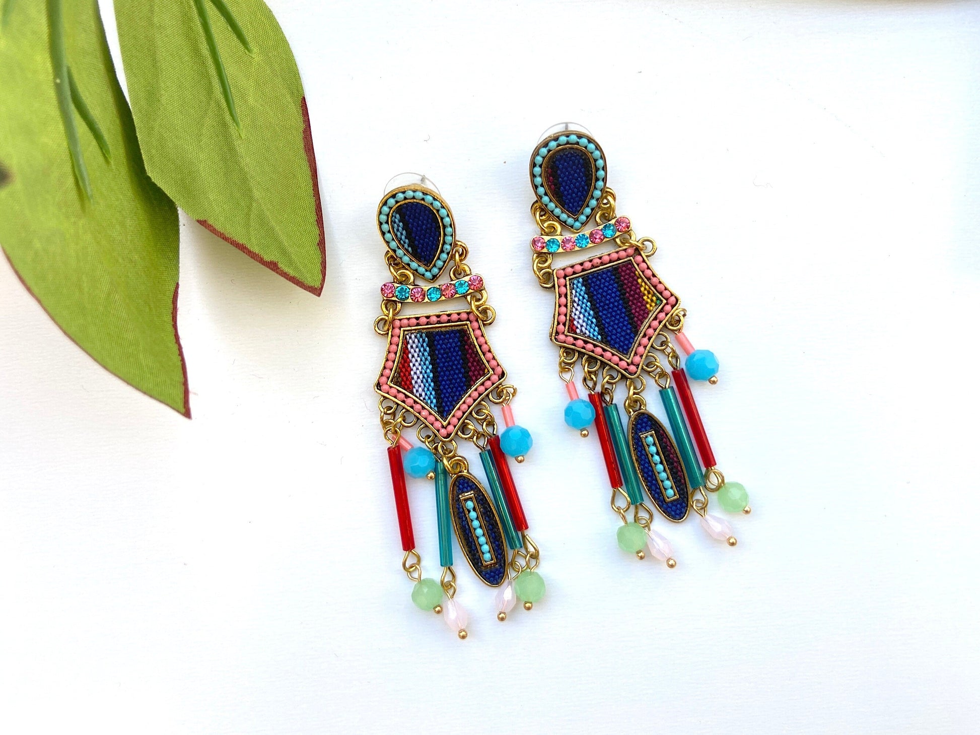 The Enache Blue Beaded Dangle Earrings TheEnache