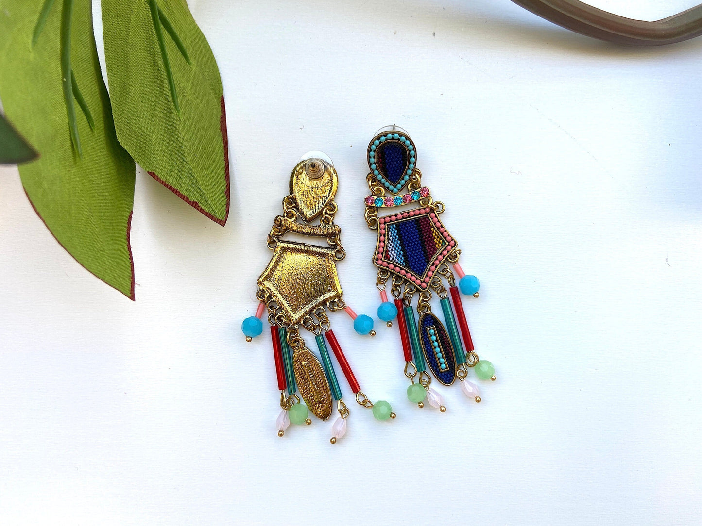 The Enache Blue Beaded Dangle Earrings TheEnache