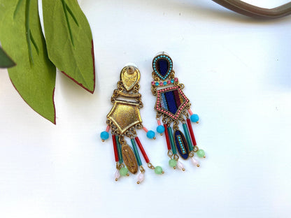 The Enache Blue Beaded Dangle Earrings TheEnache