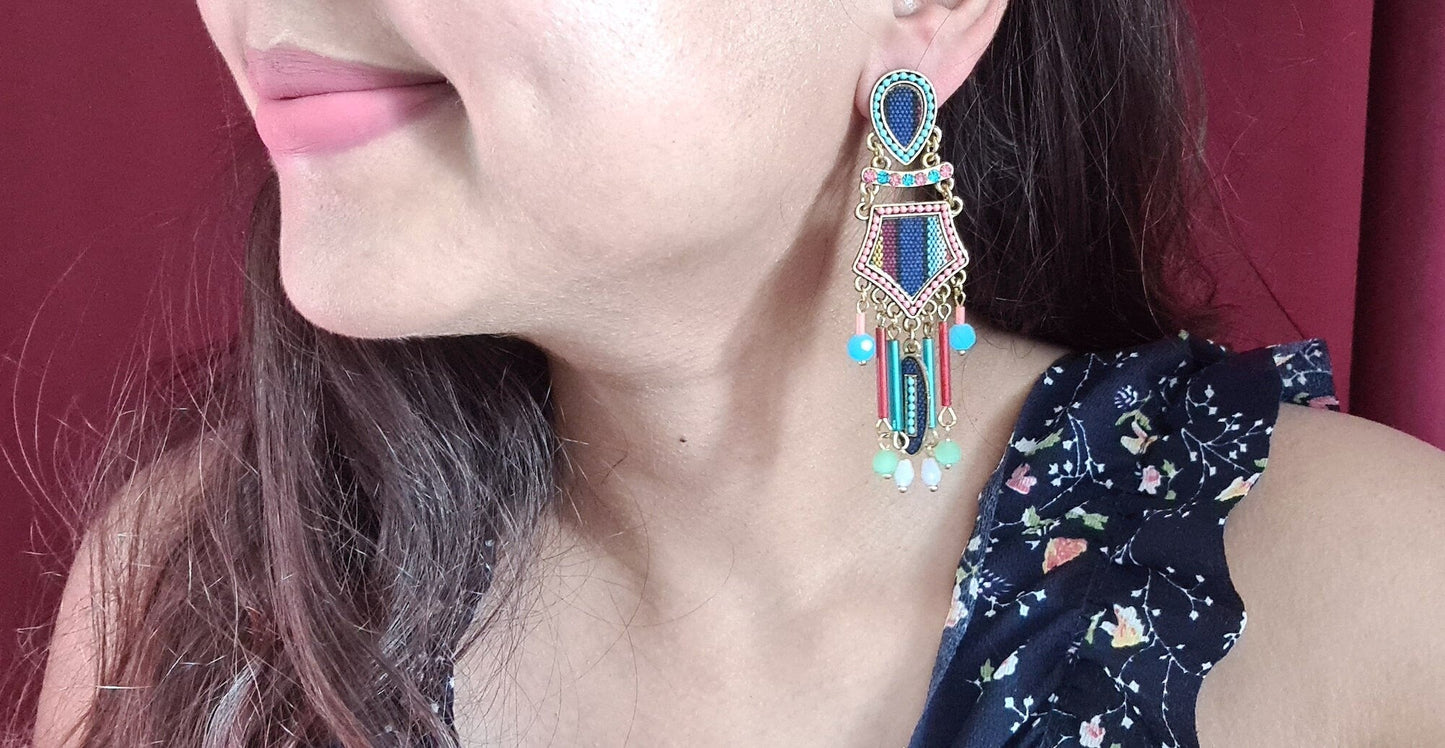 The Enache Blue Beaded Dangle Earrings TheEnache