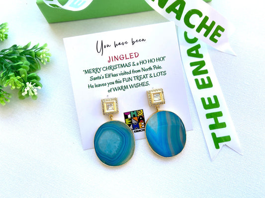 The Enache Blue Druzy Slice Earrings TheEnache