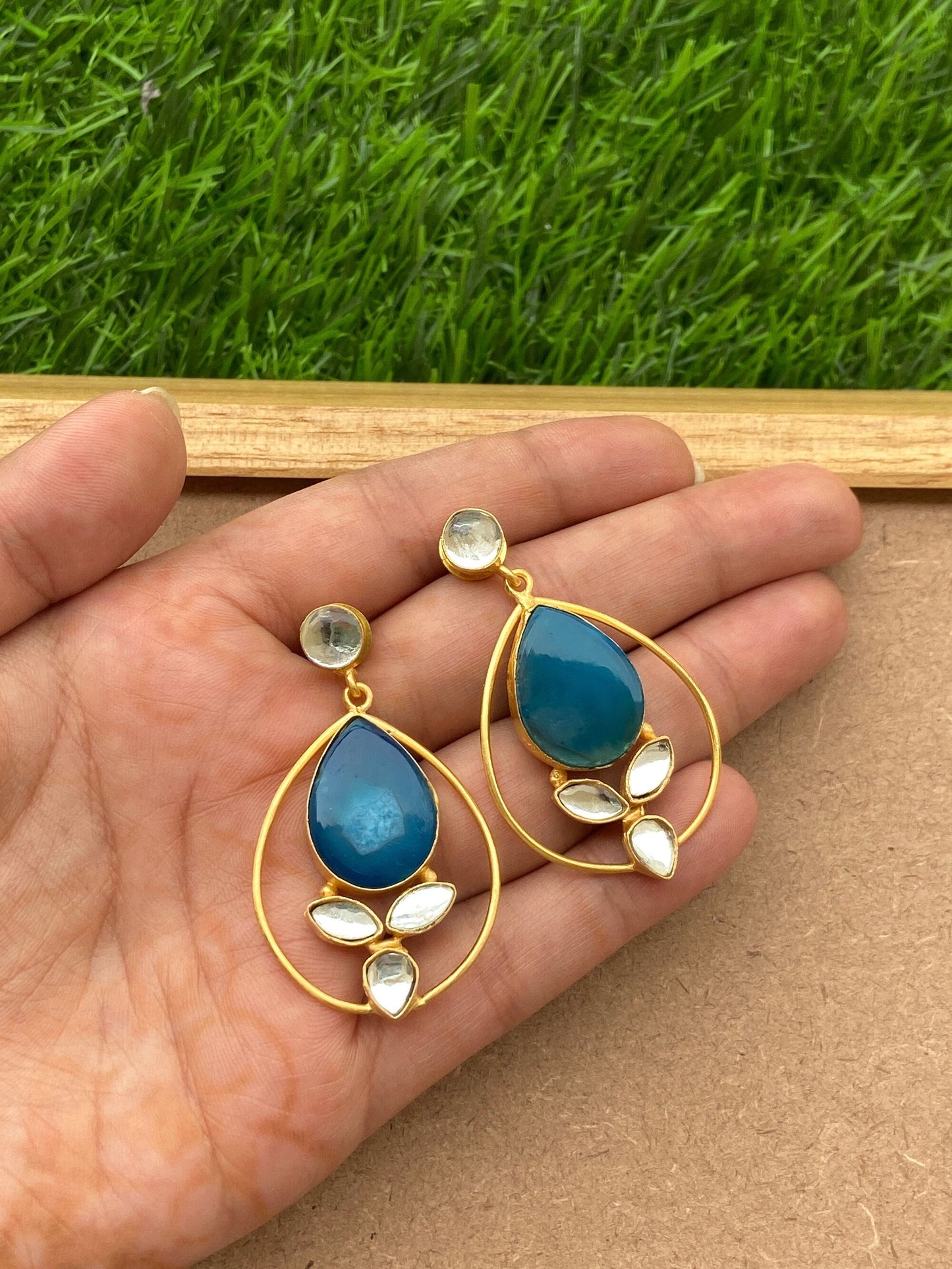 The Enache Blue Druzy Teardrop Earrings TheEnache