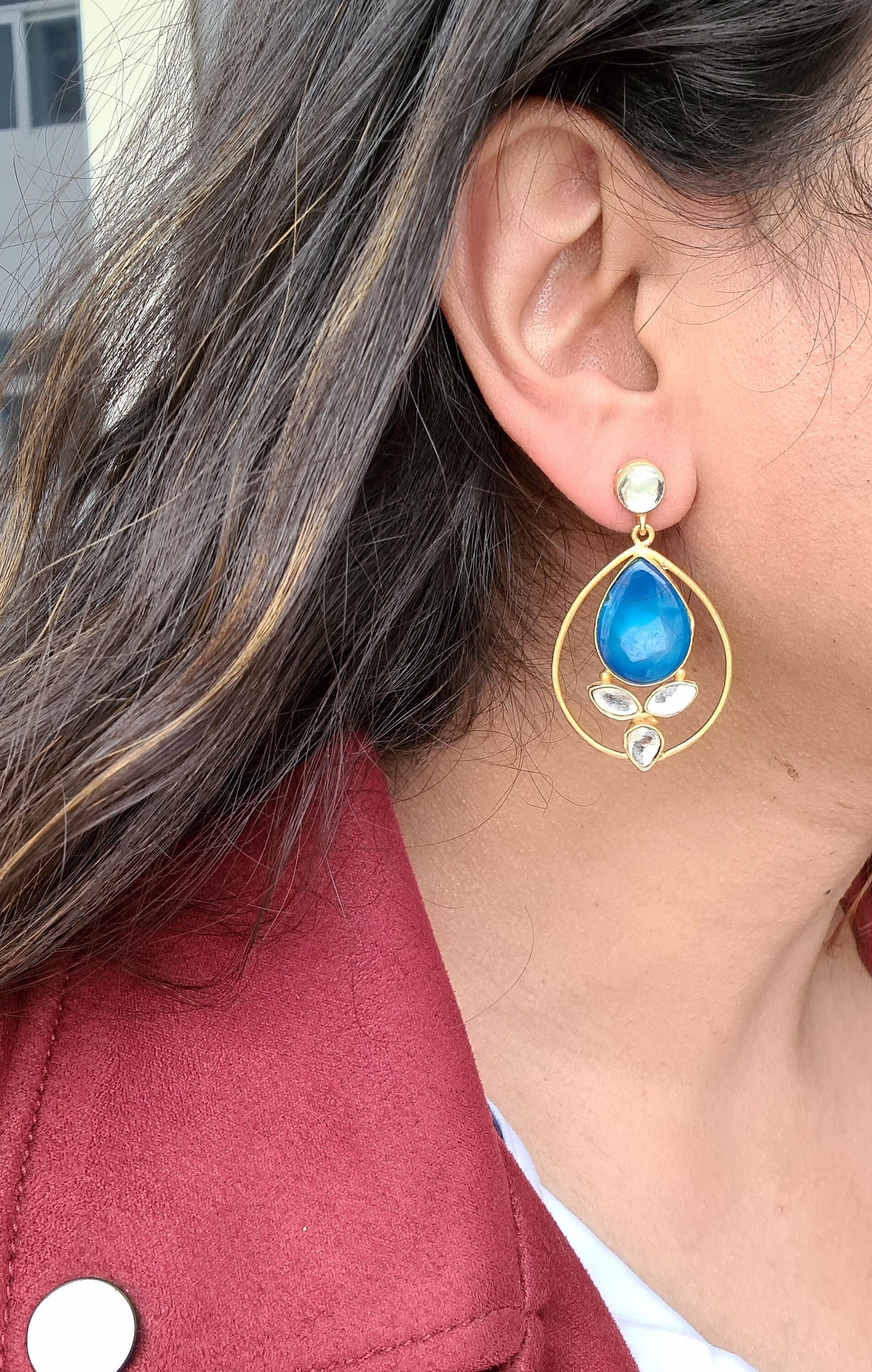 The Enache Blue Druzy Teardrop Earrings TheEnache