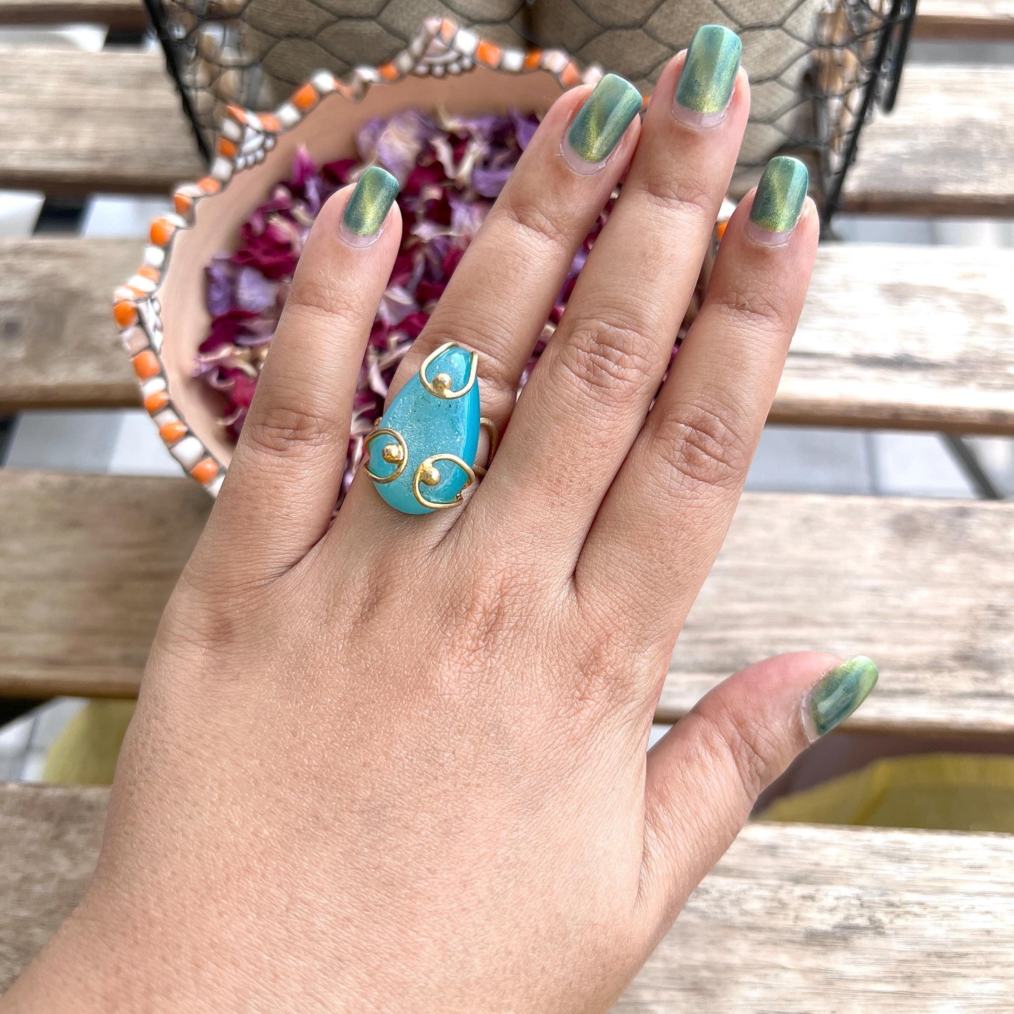 The Enache Blue Geode Druzy Statement Cocktail Ring TheEnache