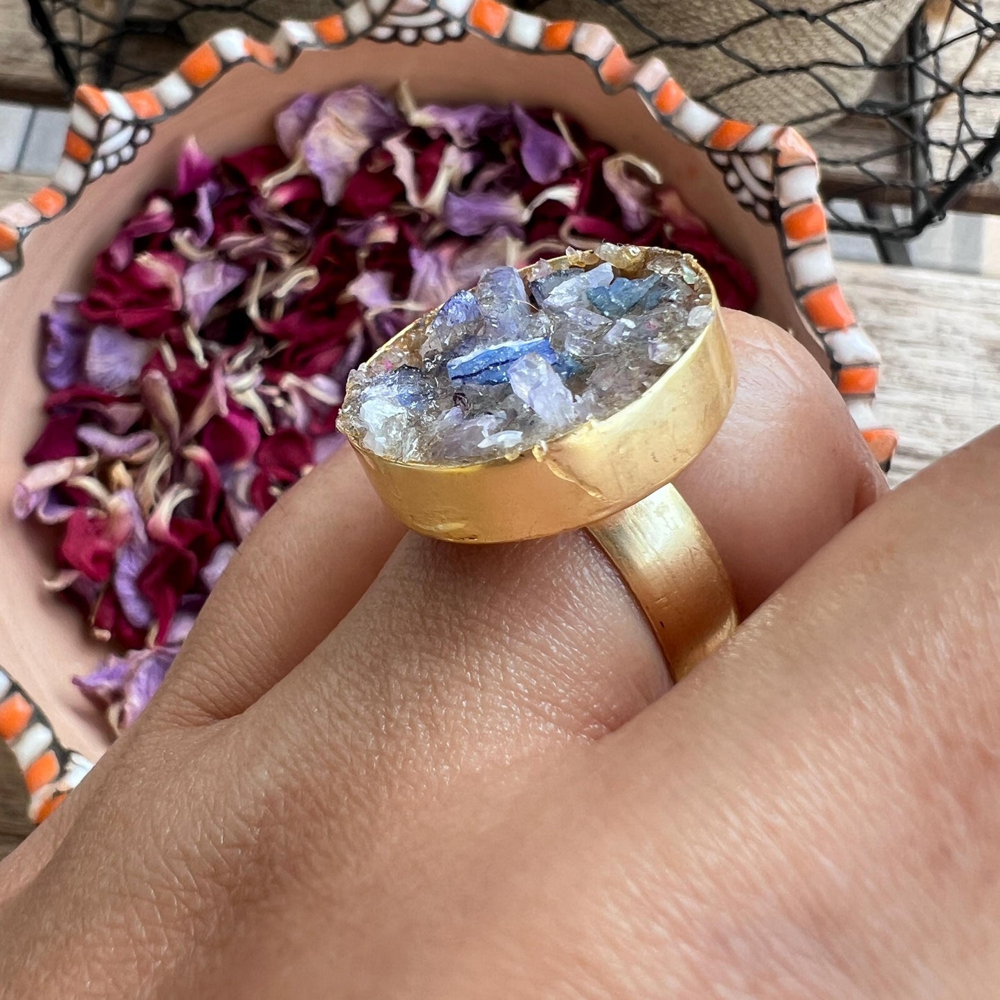 The Enache Blue Geode Druzy Statement Cocktail Ring TheEnache