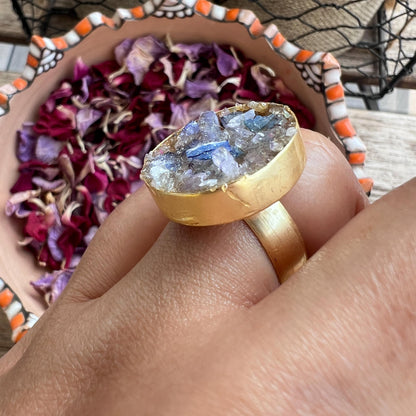The Enache Blue Geode Druzy Statement Cocktail Ring TheEnache