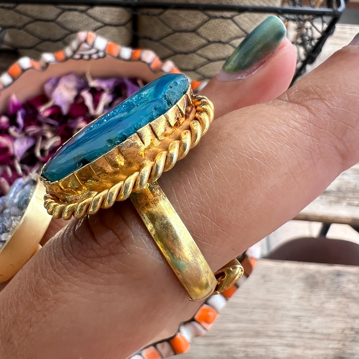 The Enache Blue Geode Druzy Statement Cocktail Ring TheEnache