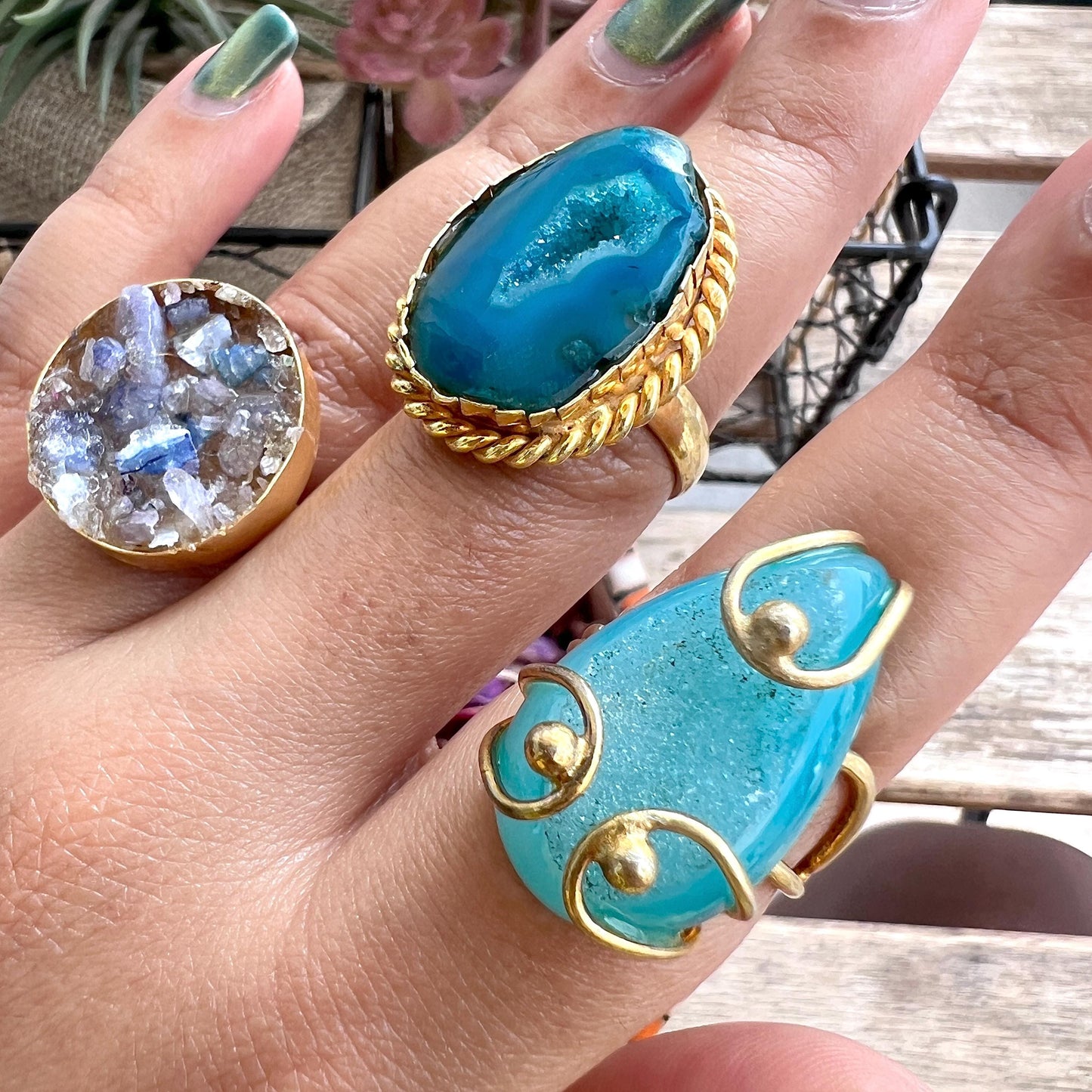 The Enache Blue Geode Druzy Statement Cocktail Ring TheEnache