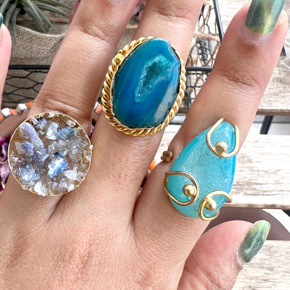 The Enache Blue Geode Druzy Statement Cocktail Ring TheEnache