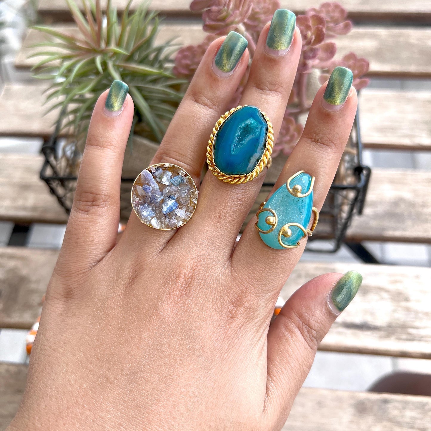 The Enache Blue Geode Druzy Statement Cocktail Ring TheEnache