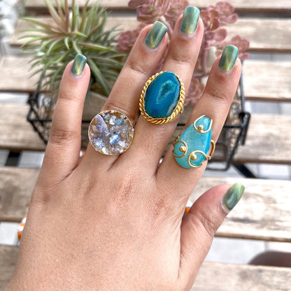 The Enache Blue Geode Druzy Statement Cocktail Ring TheEnache