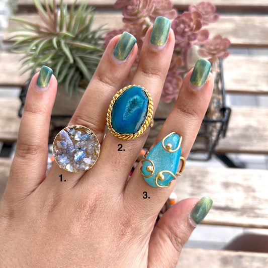 The Enache Blue Geode Druzy Statement Cocktail Ring TheEnache