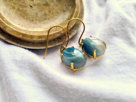 The Enache Blue Lace Agate Earrings TheEnache