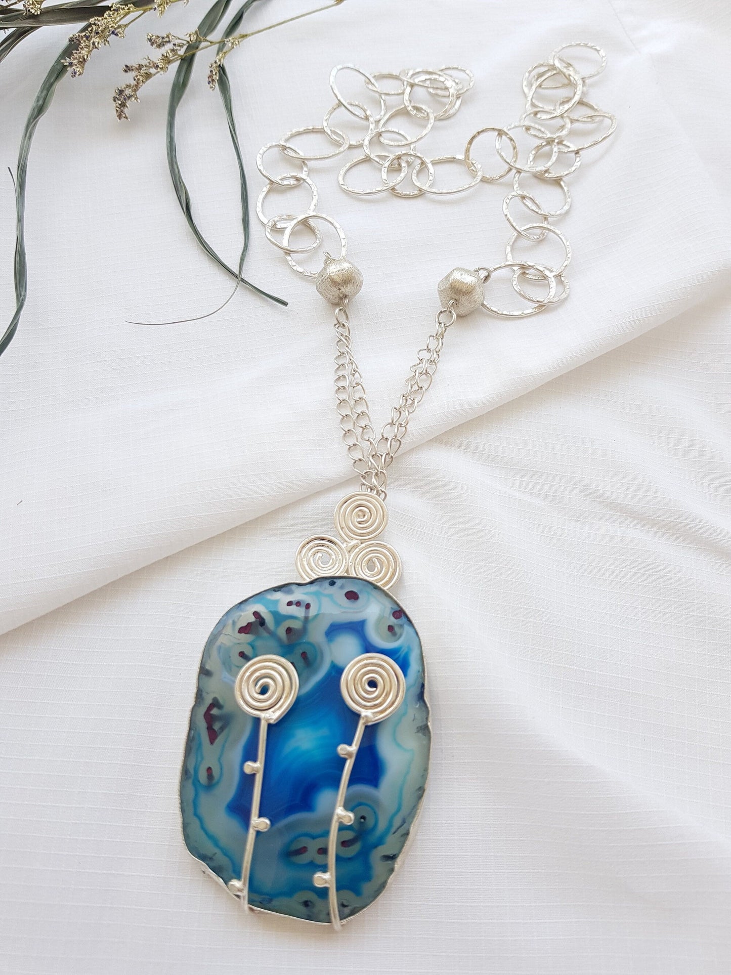 The Enache BLUE NECKLACE Colorful Druzy Pendant Necklace TheEnache