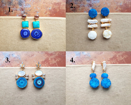 The Enache Blue Stone Drop Earrings TheEnache